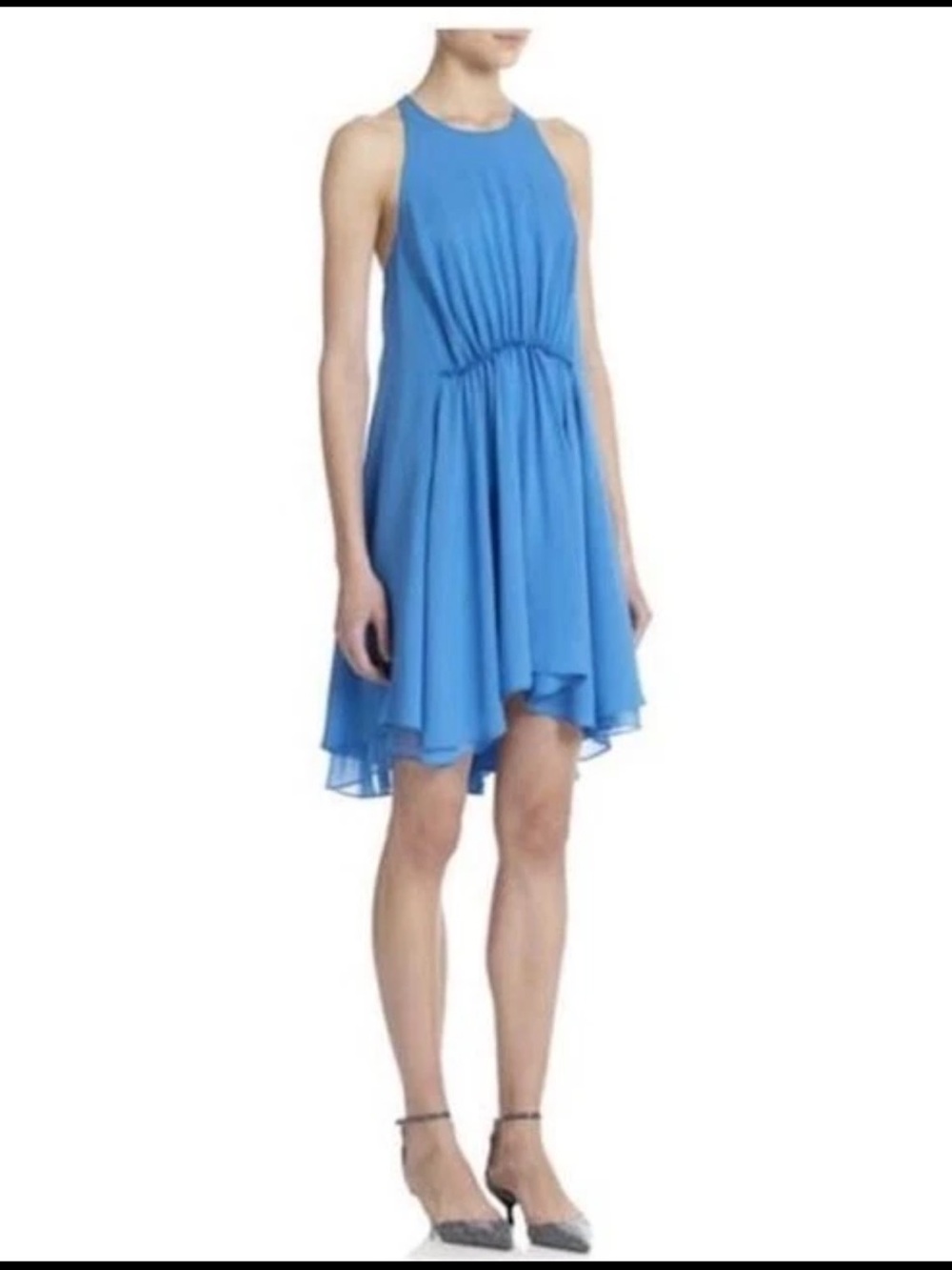 3.1 PHILLIP LIM BLUE AEGEAN GATHER WAIST SILK SHIFT DRESS-SIZE 0